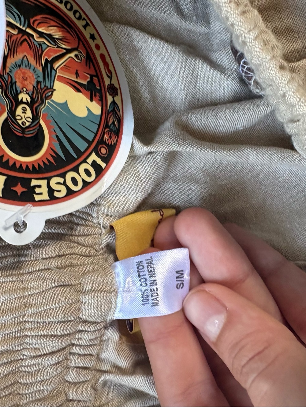 Beige Cargo Joggers with Colorful Graphic Patch - Picture 10 of 10